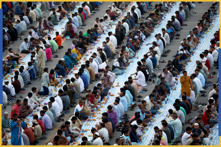 DUBAI, UNITED ARAB EMIRATES - MAY 06: Muslims break their fast with Iftar during the holy month of Ramadan on May 06, 2019 in Dubai, United Arab Emirates. Muslim men and women across the world observe Ramadan, a month long celebration of self-purification and restraint. During Ramadan, the Muslim community fast, abstaining from food, drink, smoking and sex between sunrise and sunset, breaking their fast with an Iftar meal after sunset. (Photo by Francois Nel/Getty Images)