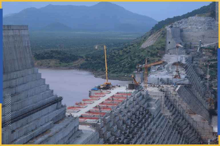 FILE PHOTO: Ethiopia's Grand Renaissance Dam is seen as it undergoes construction on the river Nile in Guba Woreda, Benishangul Gumuz Region, Ethiopia, September 26, 2019. REUTERS/Tiksa Negeri/File Photo (رويترز)