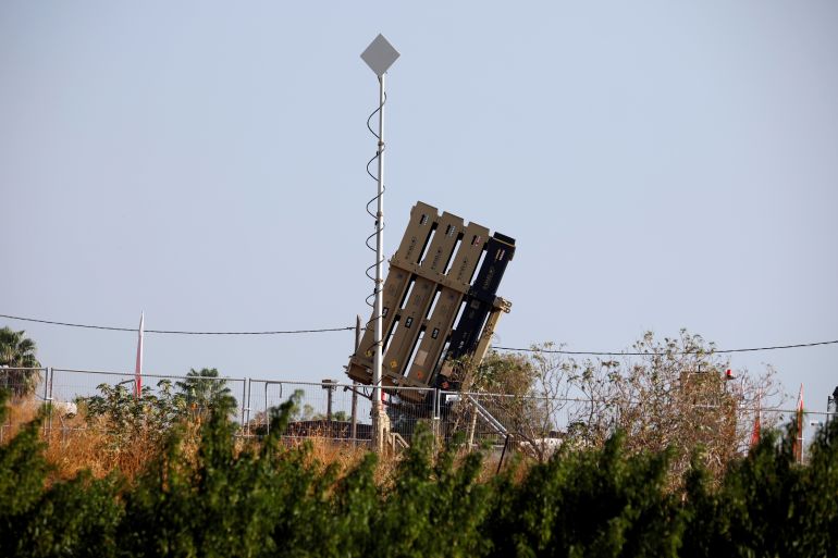 An Iron Dome anti-missile system can be seen at the Israeli side of the border between Israel and Lebanon