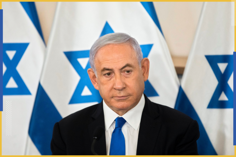 Israeli Prime Minister Benjamin Netanyahu looks on during a briefing to ambassadors to Israel at a military base in Tel Aviv, Israel May 19, 2021. Sebastian Scheiner/Pool via REUTERS