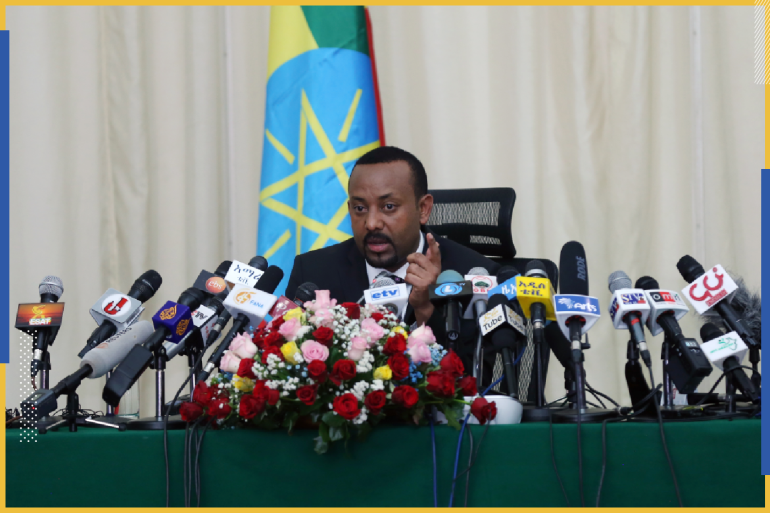 Prime Minister of Ethiopia Abiy Ahmed- - ADDIS ABABA, ETHIOPIA - AUGUST 25 : Prime Minister of Ethiopia Abiy Ahmed answers the questions of press members in Addis Ababa, Ethiopia on August 25, 2018.