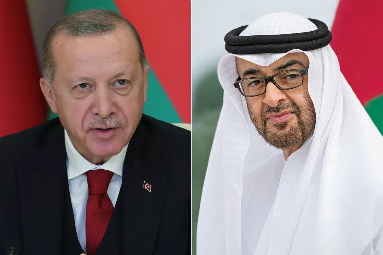 كومبو لولي عهد أبو ظبي محمد بن زايد والرئيس التركي رجب طيب أردوغان
