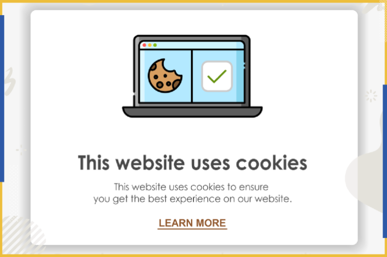 Internet web pop up for cookie policy notification. This website uses cookies. Flat design modern vector illustration concept.