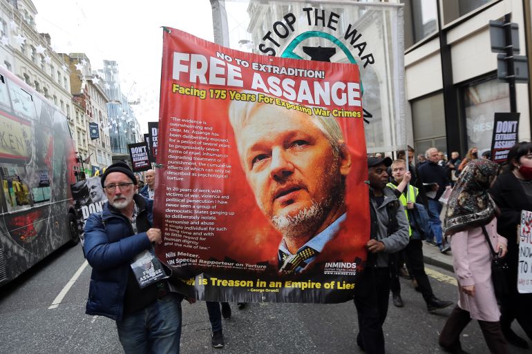 Wikileaks founder Julian Assange’s supporters hold march in London
