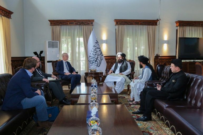 Simon Gass, Britain's PM Johnson's high representative for Afghanistan, meets with Taliban Acting Foreign Minister Amir Khan Muttaqi