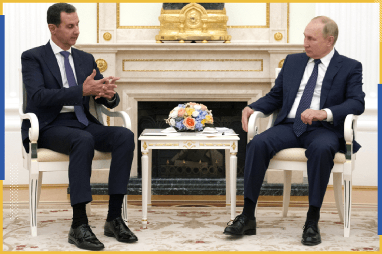 Russian President Vladimir Putin attends a meeting with Syrian President Bashar al-Assad at the Kremlin in Moscow, Russia, September 13, 2021. Picture taken September 13, 2021. Sputnik/Mikhail Klimentyev/Kremlin via REUTERS ATTENTION EDITORS - THIS IMAGE WAS PROVIDED BY A THIRD PARTY. 