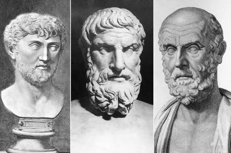كومبو يجمع الشخصيات الإغريقية القديمة Epicurus- Lucretius -Hippocrates