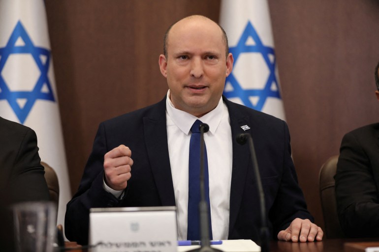 Israeli Prime Minister Naftali Bennett attends a cabinet meeting at the Prime Minister's office in Jerusalem