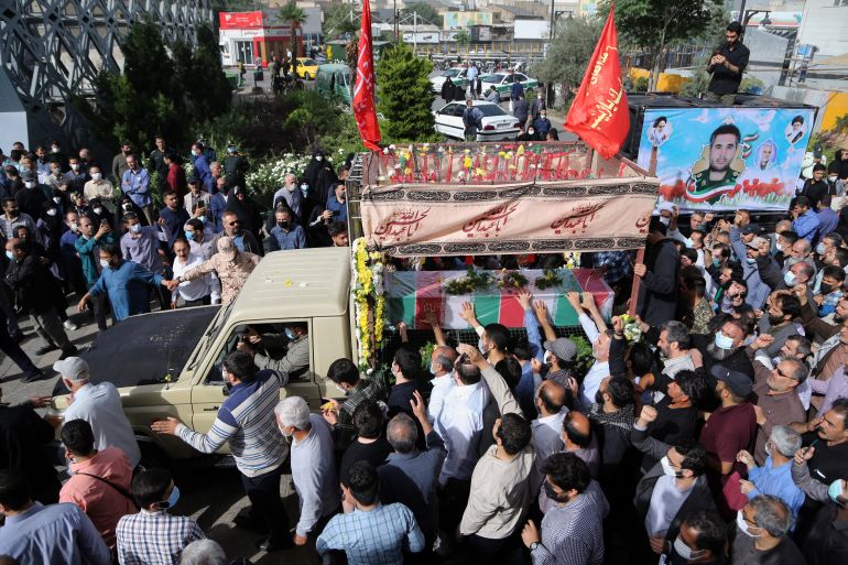 Funeral of IRGC officer shot dead by unknown assailants in Tehran