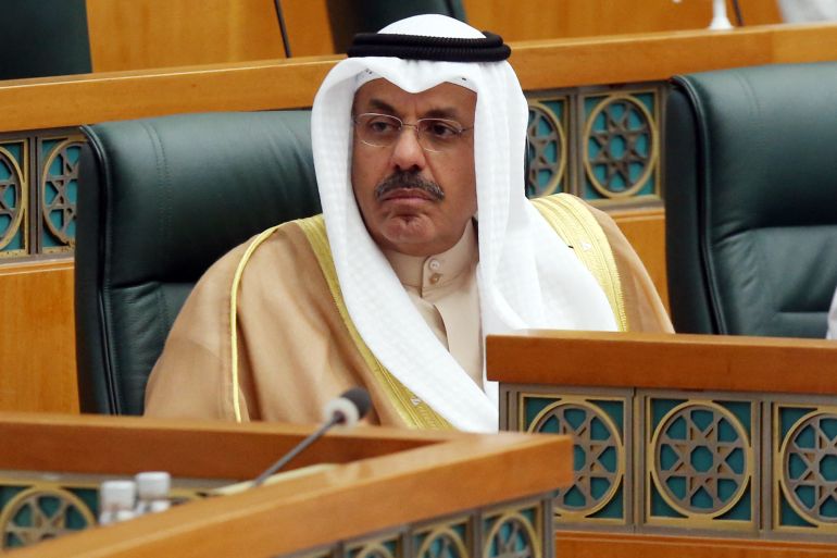 Kuwaiti Interior Minister Sheikh Ahmed Nawaf al-Ahmad al-Sabah attends a parliamentary session at the national assembly in Kuwait City, on March 15, 2022. (Photo by YASSER AL-ZAYYAT / AFP) الشيخ أحمد نواف