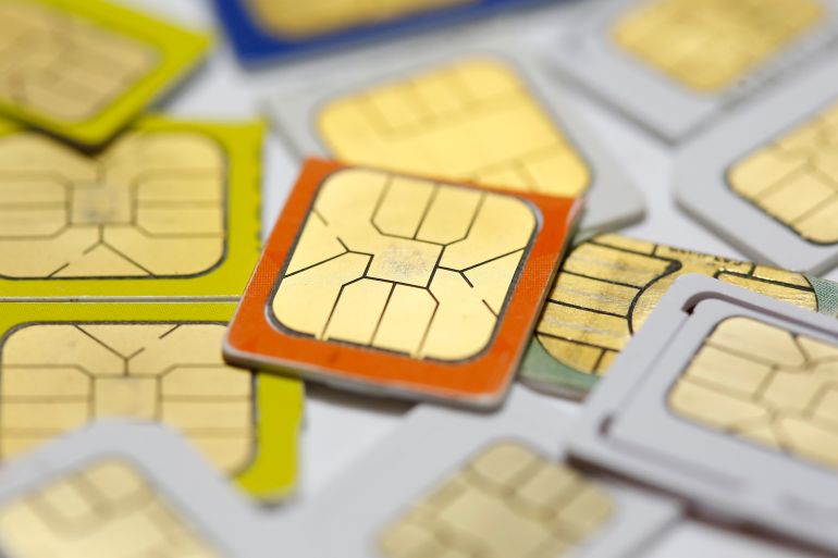 SIM cards lie on a table in this photo illustration taken in Sarajevo