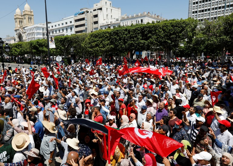 Protest against Tunisian President Saied, in Tunis
