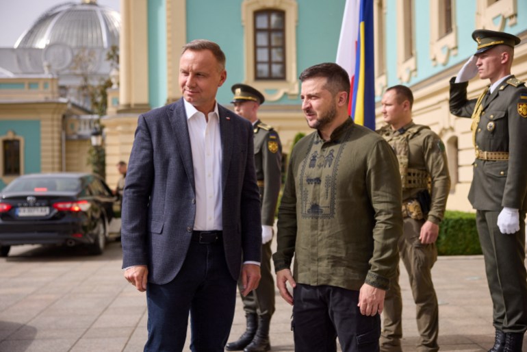 Ukraine's President Zelenskiy welcomes Poland's President Duda in Kyiv