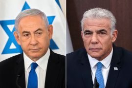 زعيم المعارضة الإسرائيلية يائير لبيد (يمين) ورئيس الوزراء الإسرائيلي بنيامين نتنياهو (رويترز)