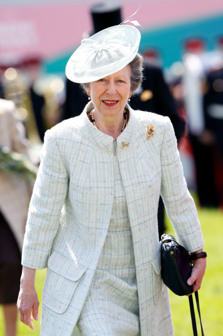 EPSOM, UNITED KINGDOM - JUNE 04: (EMBARGOED FOR PUBLICATION IN UK NEWSPAPERS UNTIL 24 HOURS AFTER CREATE DATE AND TIME) Princess Anne, Princess Royal attends The Epsom Derby at Epsom Racecourse on June 4, 2022 in Epsom, England. (Photo by Max Mumby/Indigo/Getty Images)