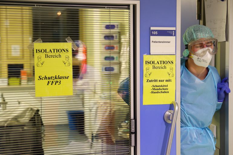 Patients are treated at coronavirus disease ICU in Darmstadt