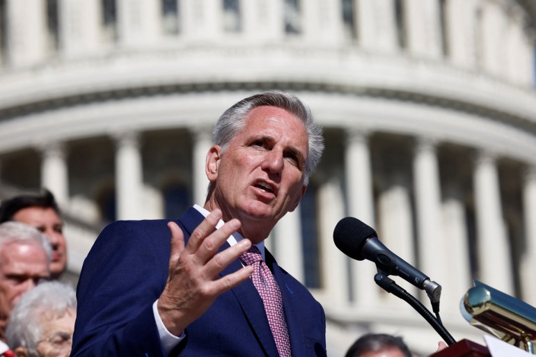 House Minority Leader McCarthy speaks during a news conference in Washington
