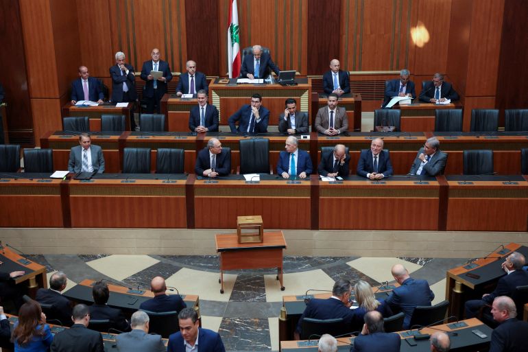 Lebanese Parliament Speaker Nabih Berri heads the first session to elect a new president in Beirut