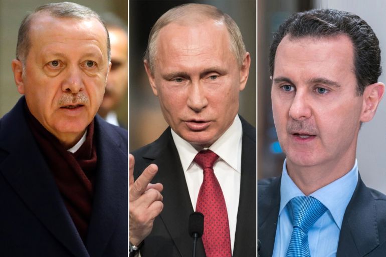 كومبو ثلاثي  الأسد وأردوغان وبوتين Bashar Hafez al-Assad Recep Tayyip Erdoğan Vladimir Vladimirovich Putin وكالات