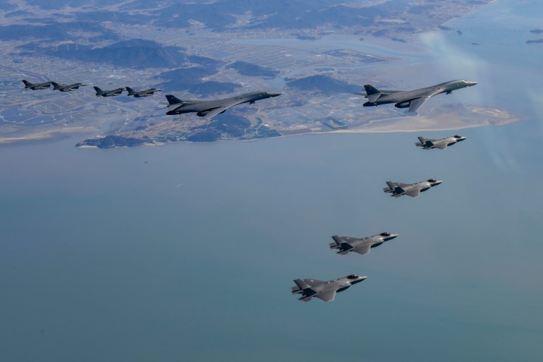 US B-1B Bomber And F-16s Join South Korean F-35A Fighter Jets To Hold Drills