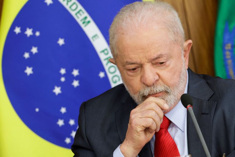Brazil's President Luiz Inacio Lula da Silva attends a breakfast with journalists at Planalto Palace in Brasilia