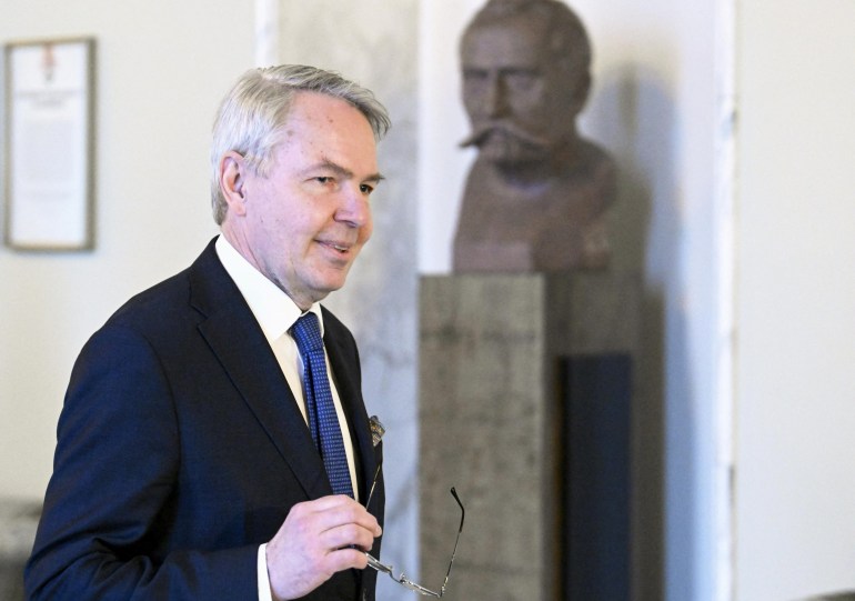 Finland's Foreign Minister Pekka Haavisto attends news conference in Helsinki