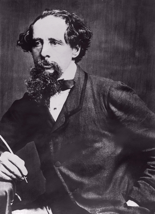 Charles (John Huffam) Dickens (1812-70), English author (B&W) - stock photo