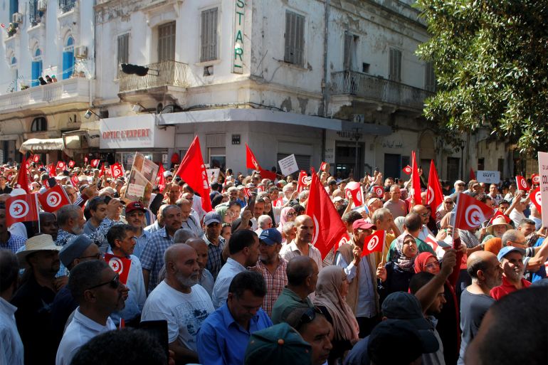 جانب من احتجاجات لأحزاب معارضة ضد الرئيس قيس سعيد/العاصمة تونس/يناير/كانون الثاني 2023 المصدر: الجزيرة نت