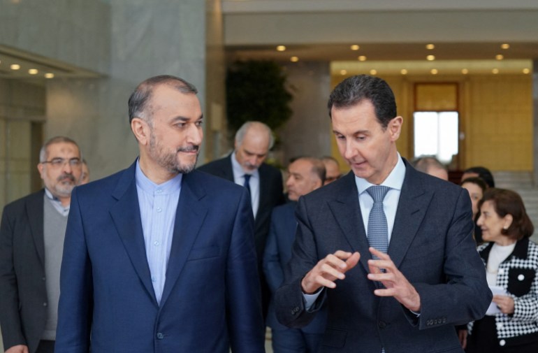 Iranian Foreign Minister Hossein Amir-Abdollahian meets with Syria's President Bashar al-Assad in Damascus