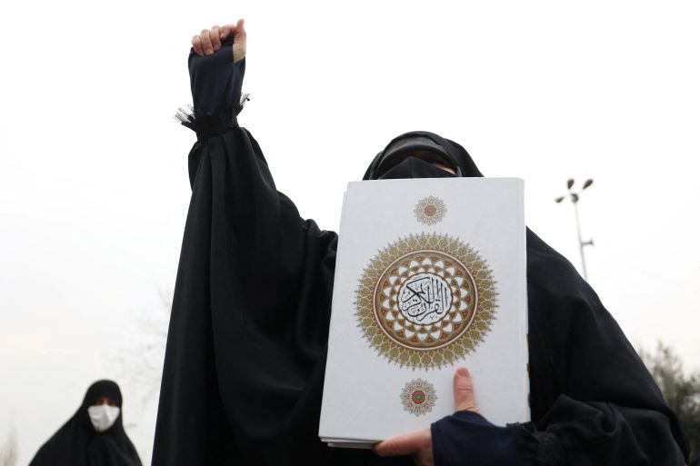 Iranians protest to denounce the burning of the Koran by activists in Sweden, in Tehran