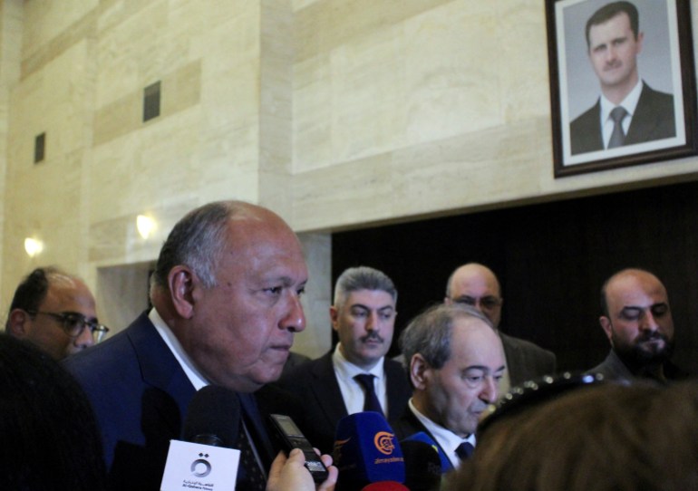 Egypt's Foreign Minister Sameh Shoukry in Damascus