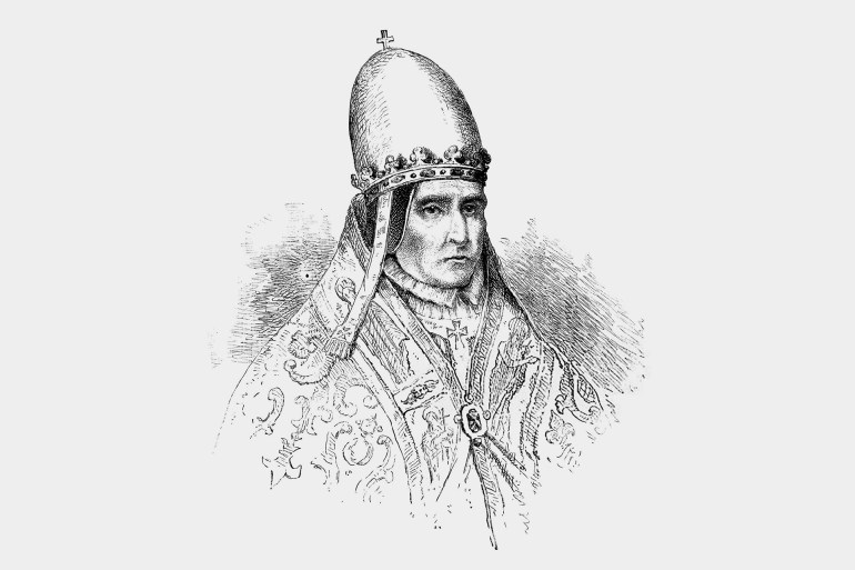 "Engraving From 1869 Featuring The First French Pope, Gerbert of Aurillac Who Became Known As Pope Sylvester II In 999. Sylvester II Died In 1003."