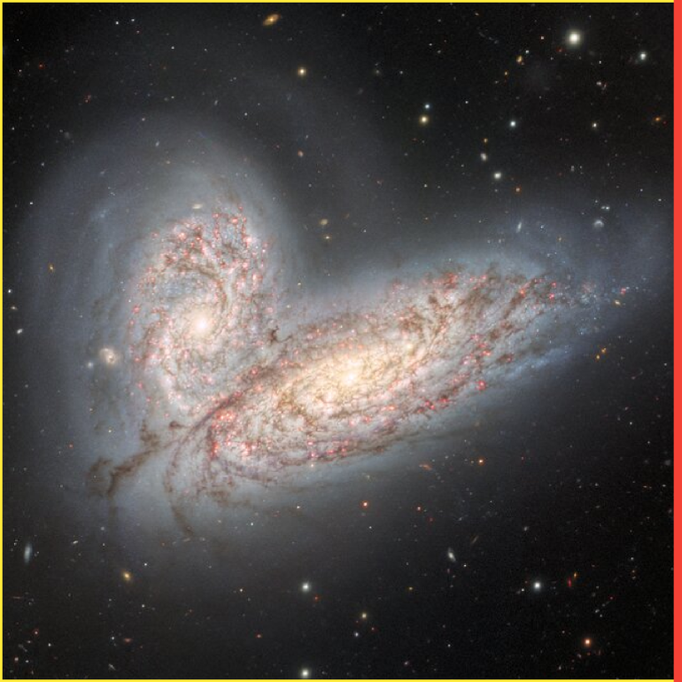 أحدث صورة من هذا النوع لاندماج مجرتي NGC 4567 وNGC 4568 (الملقبين بالتوائم السيامية أو مجرات الفراشة)