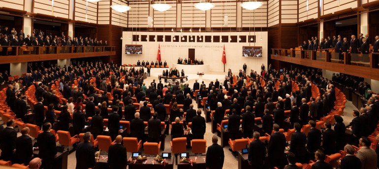 Turkish parliament convene for a swearing-in ceremony in Ankara