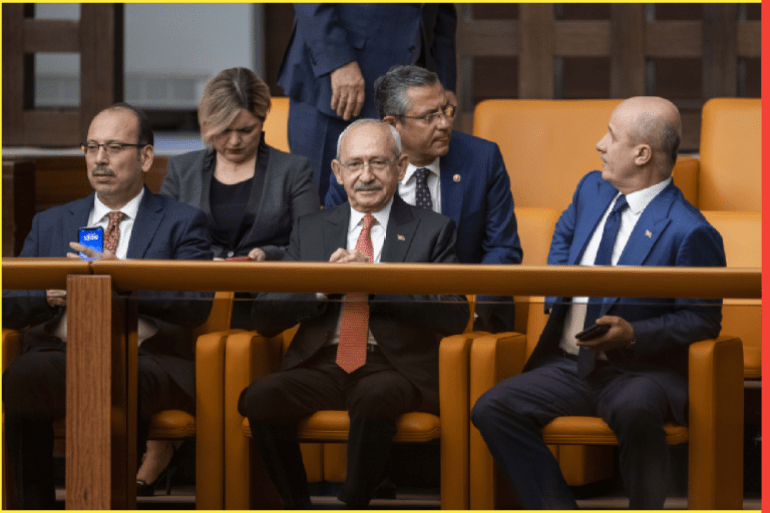 CHP Leader Kilicdaroglu attends 28th term deputies' oath-taking ceremony- - ANKARA, TURKIYE ON JUNE 02: Leader of the Republican People's Party (CHP) Kemal Kilicdaroglu (C) attends the oath-taking ceremony as the Turkish parliament's 28th term begins at the Turkish Grand National Assembly in Ankara, Turkiye on June 02, 2023.