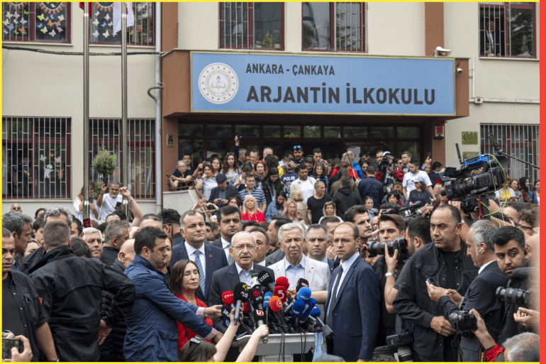 Presidential candidate Kemal Kilicdaroglu votes in Ankara- - ANKARA, TURKIYE - MAY 28: Leader of the Republican People's Party (CHP) and the joint presidential candidate of the Nation Alliance Kemal Kilicdaroglu speak to media after voting for the presidential runoff election, in Ankara, Turkiye on May 28, 2023.