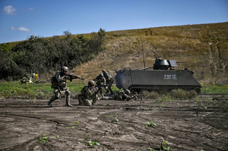 UKRAINE - SEPTEMBER 7, 2023 - Servicemen of the 3rd Separate Assault Brigade get familiar with an M113 armoured personnel carrier during a platoon training session. (Photo credit should read Dmytro Smolienko / Ukrinform/Future Publishing via Getty Images)