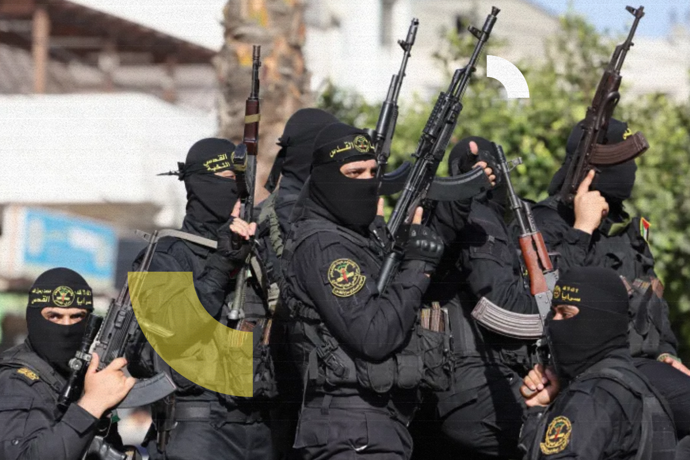 Fighters with the Saraya al-Quds Brigades, the armed wing of the Palestinian Islamic Jihad movement, parade with their weapons in the streets of Gaza City during a rally, on May 29, 2021, more than a week after a ceasefire brought an end to 11 days of hostilities between Israel and Hamas. (Photo by Thomas COEX / AFP) (AFP)