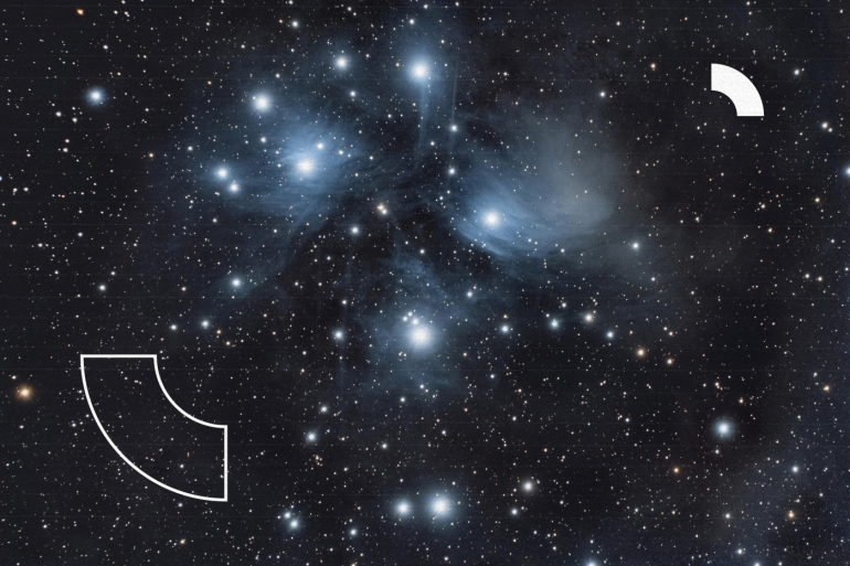 Pleiades with Reflection Nebula, M45, open star cluster in the constellation Taurus
