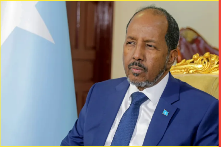 Somalia's President Hassan Sheikh Mohamud attends a Reuters interview inside his office at the Presidential palace in Mogadishu, Somalia May 28, 2022. Picture taken May 28, 2022. REUTERS/Feisal Omar