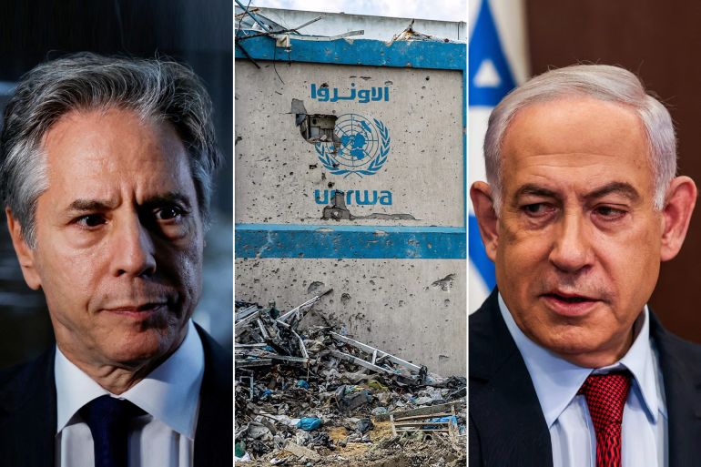 كومبو Antony Blinken -Netanyahu-UNRWA