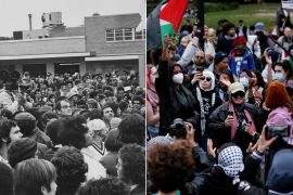 كومبو بين احتجاجات على غزة وفيتنام من طلاب الجامعات الامريكية (وكالات)