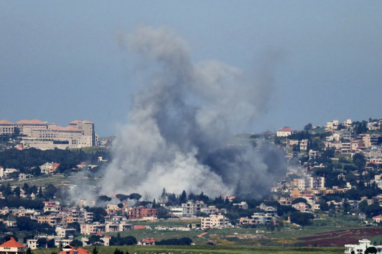 Smoke rises from the site of an Israeli airstrike that targeted the southern Lebanese village of Mayfadoun in the Nabatieh district on May 2, 2026.