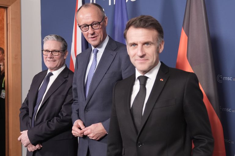 MUNICH, GERMANY - FEBRUARY 13: British Prime Minister Keir Starmer attends a E3 meeting with German Chancellor Freidrich Merz and French President Emmanuel Macron at the 62nd Munich Security Conference on February 13, 2026 in Munich, Germany. The conference, which brings together government leaders, security experts and defence ministers, is taking place at a time when the traditional western political and military alliance is facing rupture due to the policies of U.S. President Donald Trump. (Photo by Stefan Rousseau-Pool/Getty Images)